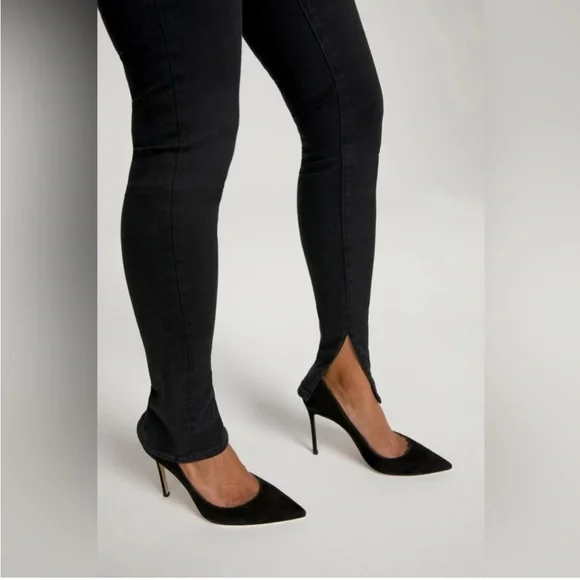 Good American | Good Waist Long Slit Outseam Skinny Jeans Black 12/31 NWT - Picture 2 of 10
